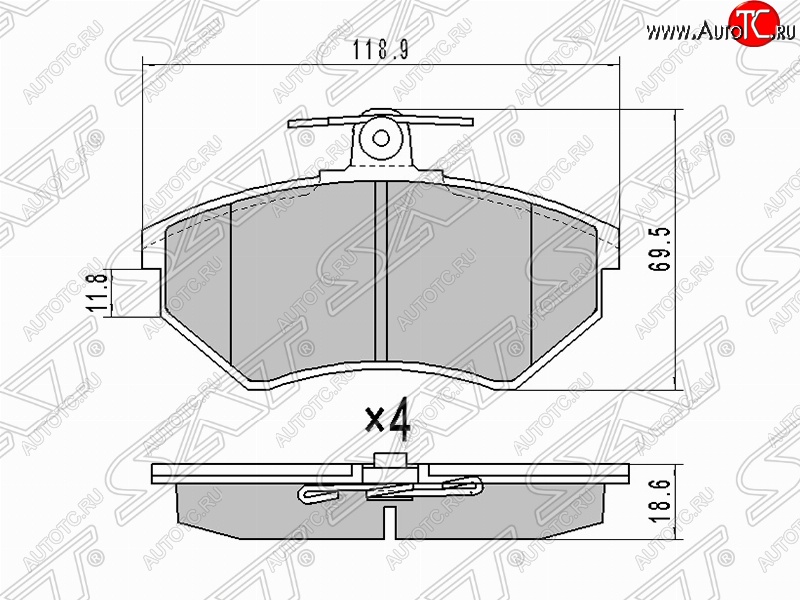 1 249 р. Колодки тормозные (передние) SAT  Audi A6  C5 (1997-2001) дорестайлинг, седан  с доставкой в г. Санкт‑Петербург