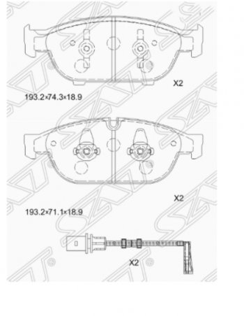 Комплект передних тормозных колодок SAT (Китай)  A6  C7, A7  4G, A8  D4