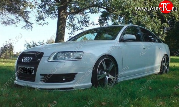 7 849 р. Накладка на передний бампер CT Audi A6 C6 дорестайлинг, универсал (2004-2008) (Неокрашенная)  с доставкой в г. Санкт‑Петербург