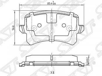 1 199 р. Колодки тормозные SAT (задние) Volkswagen Passat B7 седан (2010-2015)  с доставкой в г. Санкт‑Петербург. Увеличить фотографию 1