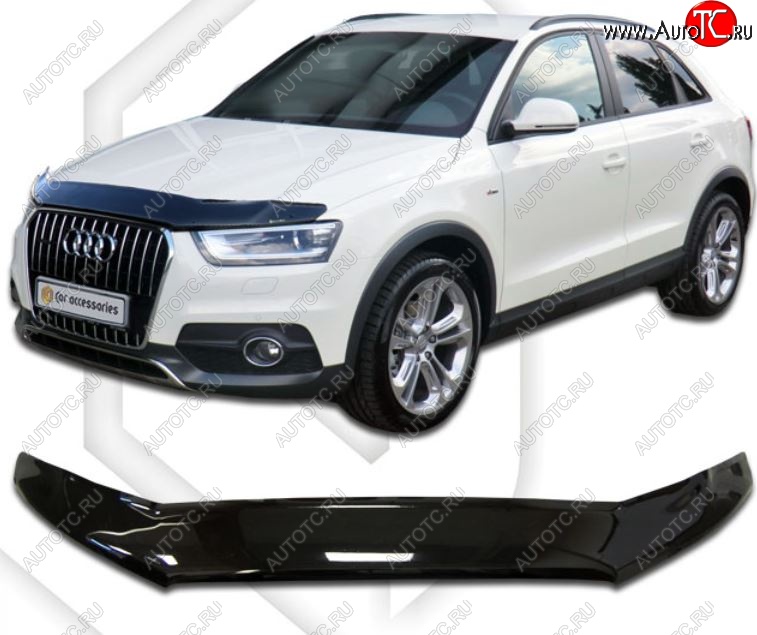 1 999 р. Дефлектор капота CA-Plastic Audi Q3 8U дорестайлинг (2011-2015) (Classic черный, Без надписи)  с доставкой в г. Санкт‑Петербург