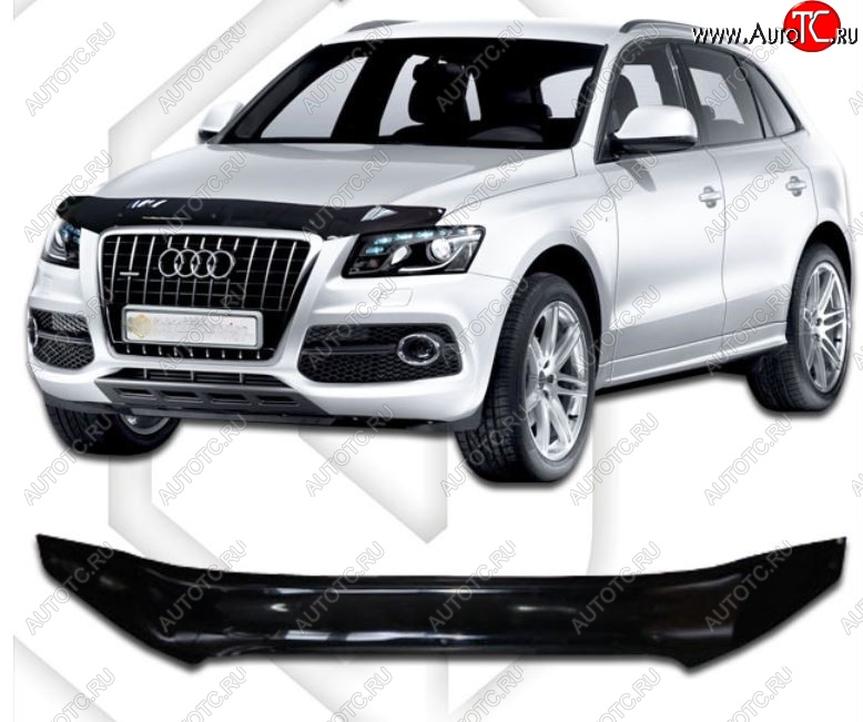 1 989 р. Дефлектор капота CA-Plastic  Audi Q5  8R (2008-2012) дорестайлинг (Classic черный, Без надписи)  с доставкой в г. Санкт‑Петербург