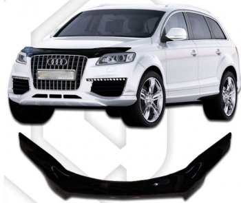 3 099 р. Дефлектор капота CA-Plastic exclusive  Audi Q7  4L (2005-2015) дорестайлинг, рестайлинг (Classic черный, Без надписи)  с доставкой в г. Санкт‑Петербург. Увеличить фотографию 1