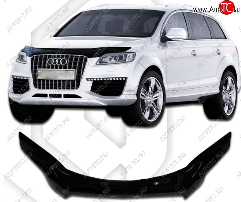 3 099 р. Дефлектор капота CA-Plastic exclusive  Audi Q7  4L (2005-2015) дорестайлинг, рестайлинг (Classic черный, Без надписи)  с доставкой в г. Санкт‑Петербург