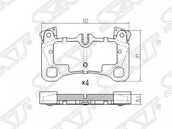 1 669 р. Колодки тормозные SAT (задние)  Audi Q7  4L (2005-2009), Porsche Cayenne ( 955,  957) (2002-2010), Volkswagen Touareg  GP (2002-2010)  с доставкой в г. Санкт‑Петербург. Увеличить фотографию 1