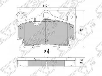 1 369 р. Колодки тормозные SAT (задние)  Audi Q7  4L (2005-2009), Porsche Cayenne ( 955,  957) (2002-2010), Volkswagen Touareg  GP (2002-2007)  с доставкой в г. Санкт‑Петербург. Увеличить фотографию 1