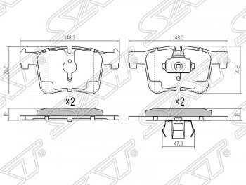 1 359 р. Колодки тормозные SAT (передние, Китай)  BMW 1 серия (F21,  F20), 2 серия (F22), 3 серия (F34,  F30,  F31), 4 серия (F32,  F36), X3 (F25)  с доставкой в г. Санкт‑Петербург. Увеличить фотографию 1