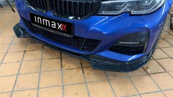 3 999 р. Накладки на сплиттер переднего бампера M-Perfomance (бумеранги)  BMW 3 серия  G20 (2018-2022) (цвет: черный глянец)  с доставкой в г. Санкт‑Петербург. Увеличить фотографию 1