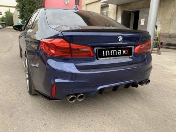 5 999 р. Накладки M-Perfomance под задний бампер (мини-лезвия) Inmax  BMW 5 серия  G30 (2016-2020) дорестайлинг, седан (цвет: черный глянец)  с доставкой в г. Санкт‑Петербург. Увеличить фотографию 4