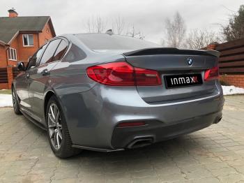 5 999 р. Накладки M-Perfomance под задний бампер (мини-лезвия) Inmax  BMW 5 серия  G30 (2016-2020) дорестайлинг, седан (цвет: черный глянец)  с доставкой в г. Санкт‑Петербург. Увеличить фотографию 6