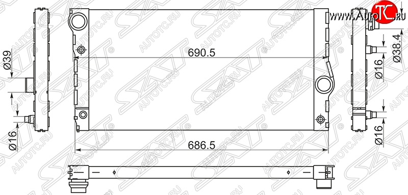 10 999 р. Радиатор двигателя SAT (пластинчатый) BMW 5 серия F11 рестайлинг, универсал (2013-2017)  с доставкой в г. Санкт‑Петербург