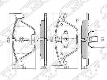 1 089 р. Колодки тормозные SAT (передние)  BMW 5 серия ( F11,  F10) - 7 серия  F01-F04  с доставкой в г. Санкт‑Петербург. Увеличить фотографию 1