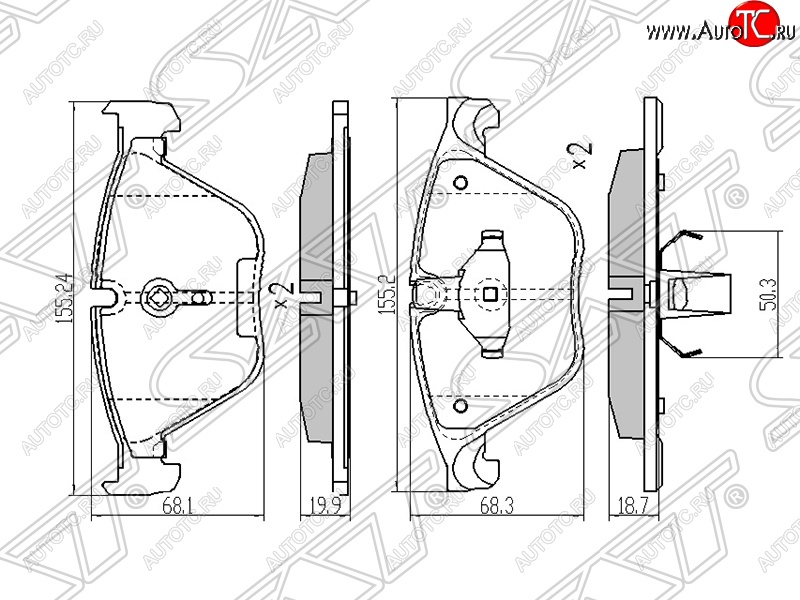 1 089 р. Колодки тормозные SAT (передние) BMW 5 серия F11 дорестайлинг, универсал (2009-2013)  с доставкой в г. Санкт‑Петербург