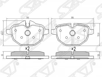 1 059 р. Колодки тормозные SAT (задние) BMW 5 серия F10 рестайлинг, седан (2013-2017)  с доставкой в г. Санкт‑Петербург. Увеличить фотографию 1