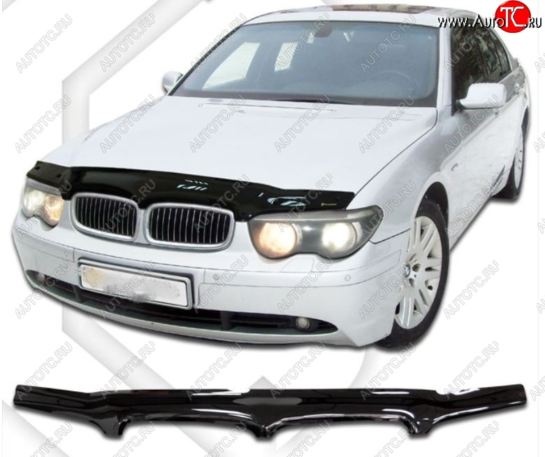 1 799 р. Дефлектор капота CA-Plastiс  BMW 7 серия  E65,E66, E67, E68 (2001-2005) дорестайлинг, седан (Classic черный, Без надписи)  с доставкой в г. Санкт‑Петербург