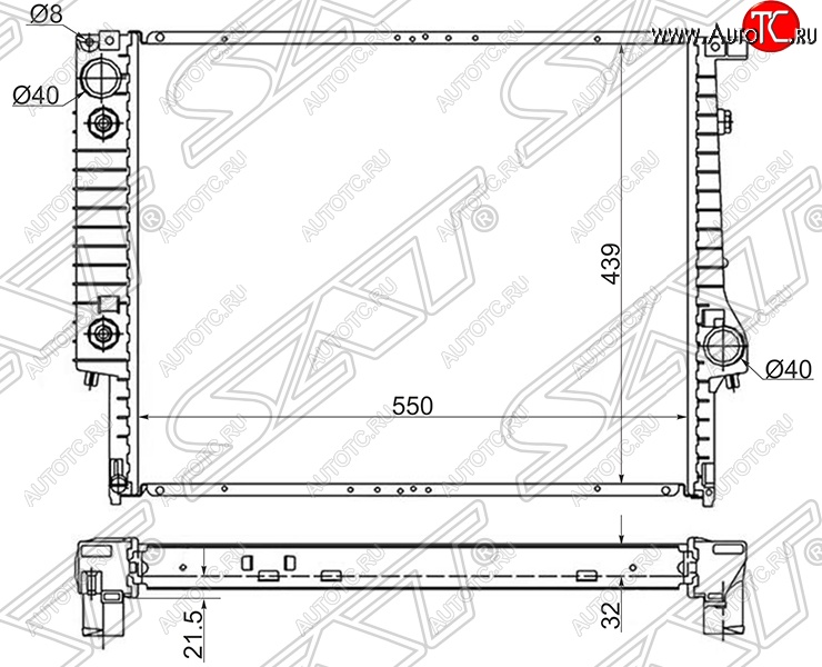 9 349 р. Радиатор двигателя SAT (пластинчатый) BMW 5 серия E34 седан дорестайлинг (1988-1994)  с доставкой в г. Санкт‑Петербург