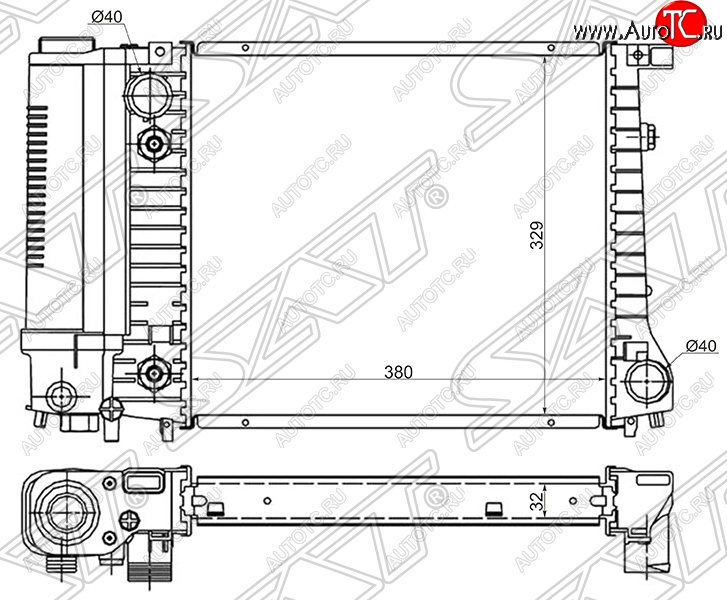 5 999 р. Радиатор двигателя SAT (трубчатый, 1.6/1.8)  BMW 3 серия  E30 (1982-1991) седан  с доставкой в г. Санкт‑Петербург