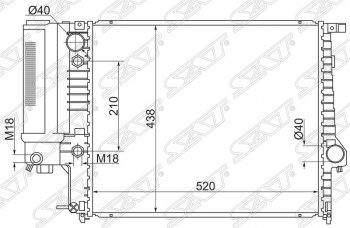 Радиатор двигателя SAT (пластинчатый, 1.8/2.0/2.5) BMW (БМВ) 5 серия  E34 (1988-1994) E34 седан дорестайлинг