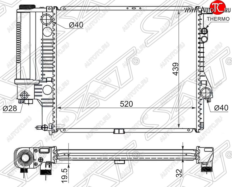 9 449 р. Радиатор двигателя SAT (пластинчатый, 2.0 / 2.3 / 2.8) BMW 5 серия E39 седан дорестайлинг (1995-2000)  с доставкой в г. Санкт‑Петербург