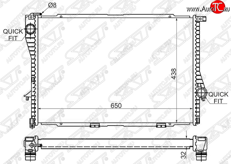9 299 р. Радиатор двигателя SAT (пластинчатый)  BMW 5 серия  E39 - 7 серия  E38  с доставкой в г. Санкт‑Петербург