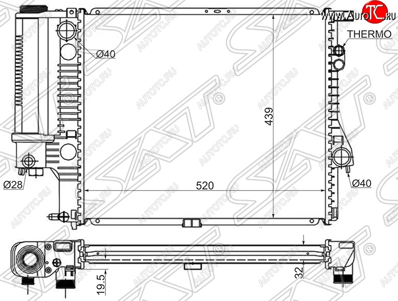 9 599 р. Радиатор двигателя SAT (трубчатый, 2.0 / 2.3 / 2.8)  BMW 5 серия  E39 (1995-2003) седан дорестайлинг, седан рестайлинг  с доставкой в г. Санкт‑Петербург