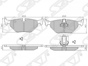 899 р. Колодки тормозные SAT (задние) BMW 5 серия E39 седан рестайлинг (2000-2003)  с доставкой в г. Санкт‑Петербург. Увеличить фотографию 1