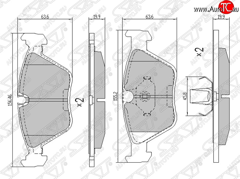 1 299 р. Колодки тормозные SAT (передние) BMW X3 E83 (2003-2009)  с доставкой в г. Санкт‑Петербург