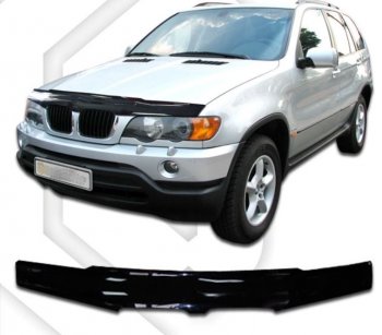 1 899 р. Дефлектор капота CA-Plastic  BMW X5  E53 (1999-2003) дорестайлинг (Classic черный, Без надписи)  с доставкой в г. Санкт‑Петербург. Увеличить фотографию 1