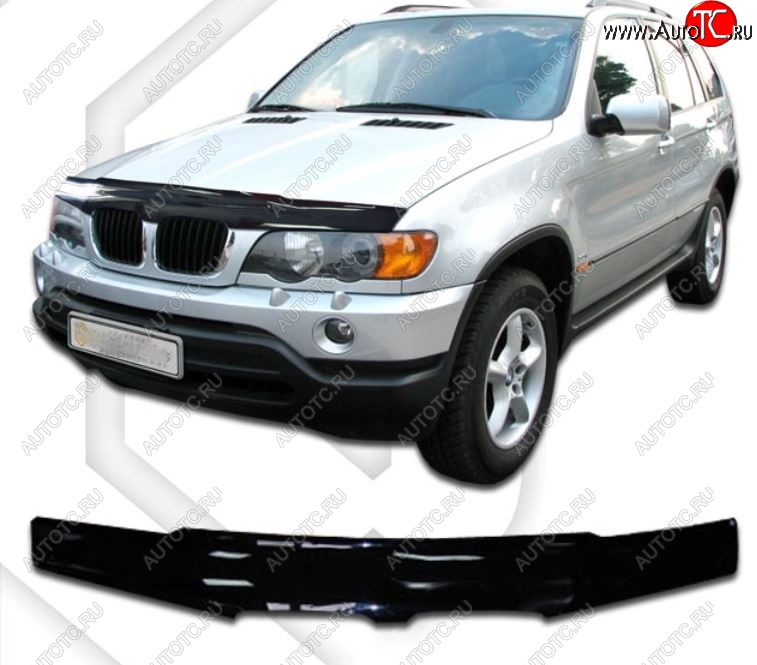 1 899 р. Дефлектор капота CA-Plastic  BMW X5  E53 (1999-2003) дорестайлинг (Classic черный, Без надписи)  с доставкой в г. Санкт‑Петербург