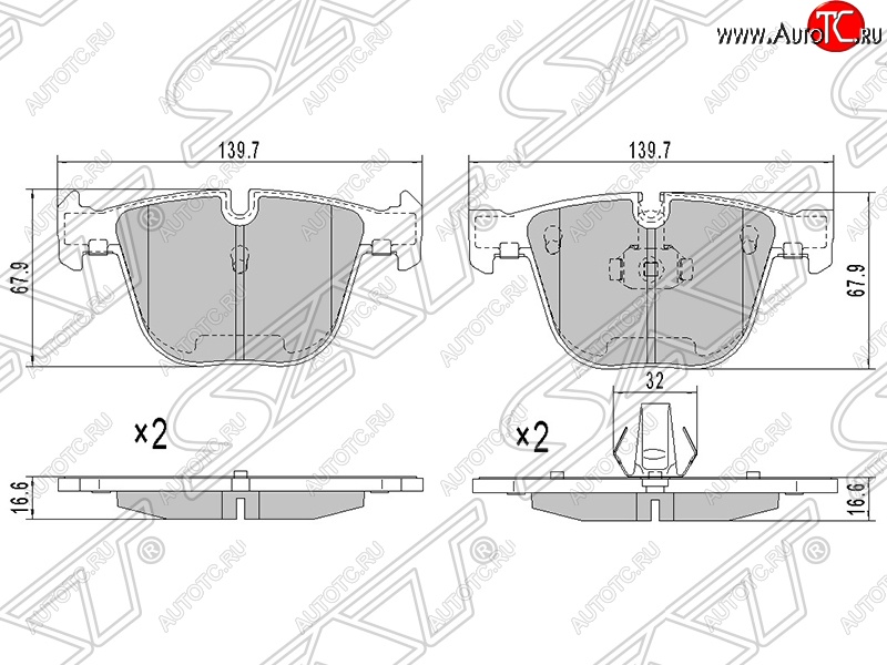 1 259 р. Колодки тормозные SAT (задние)  BMW X5  E70 (2006-2013) дорестайлинг, рестайлинг  с доставкой в г. Санкт‑Петербург