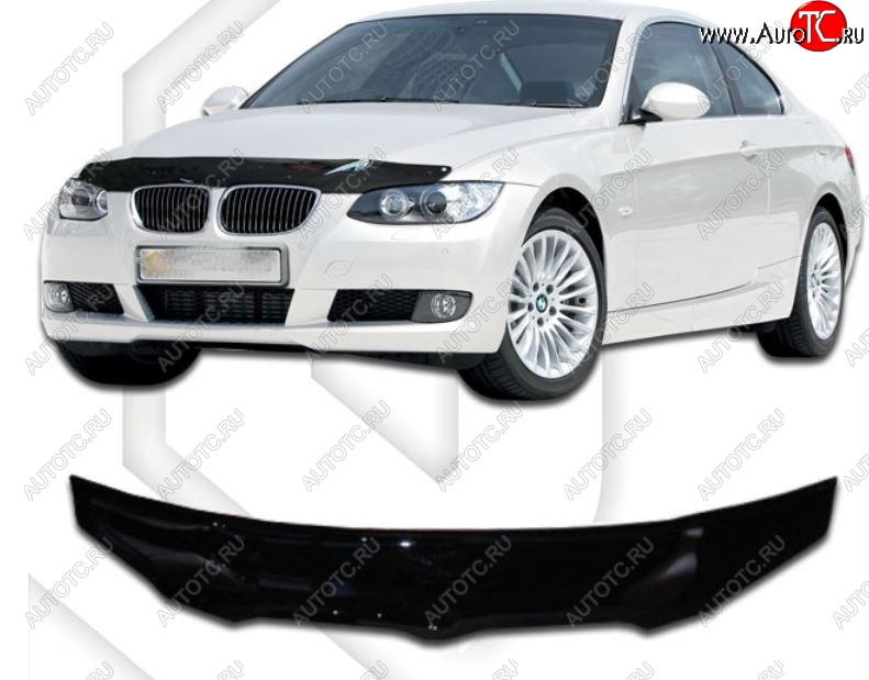 1 899 р. Дефлектор капота CA-Plastic  BMW 3 серия ( E90,  E91) (2004-2012) седан дорестайлинг, седан рестайлинг, универсал рестайлинг (Classic черный, Без надписи)  с доставкой в г. Санкт‑Петербург