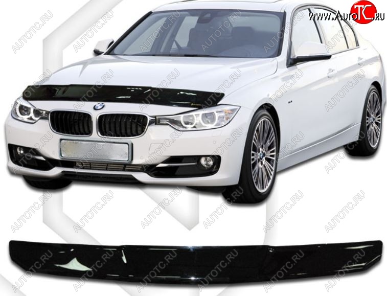 2 599 р. Дефлектор капота CA-Plastic  BMW 3 серия ( F30,  F31) (2012-2018) седан дорестайлинг, универсал дорестайлинг, седан рестайлинг, универсал рестайлинг (Classic черный, Без надписи)  с доставкой в г. Санкт‑Петербург