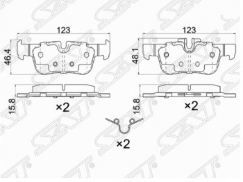 1 039 р. Комплект задних тормозных колодок SAT  BMW X1  F48 - X2  F39  с доставкой в г. Санкт‑Петербург. Увеличить фотографию 1