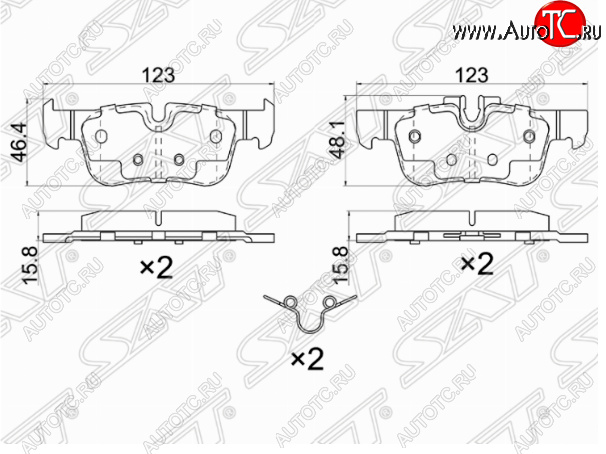 1 039 р. Комплект задних тормозных колодок SAT  BMW X1  F48 - X2  F39  с доставкой в г. Санкт‑Петербург