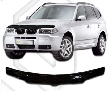 1 799 р. Дефлектор капота CA-Plastic  BMW X3  E83 (2003-2009) (Classic черный, Без надписи)  с доставкой в г. Санкт‑Петербург. Увеличить фотографию 1