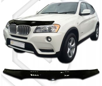 2 699 р. Дефлектор капота CA-Plastiс  BMW X3  F25 (2010-2014) дорестайлинг (Classic черный, Без надписи)  с доставкой в г. Санкт‑Петербург. Увеличить фотографию 1