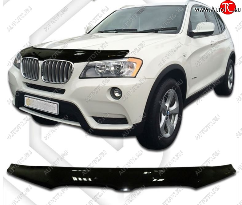 2 699 р. Дефлектор капота CA-Plastiс  BMW X3  F25 (2010-2014) дорестайлинг (Classic черный, Без надписи)  с доставкой в г. Санкт‑Петербург