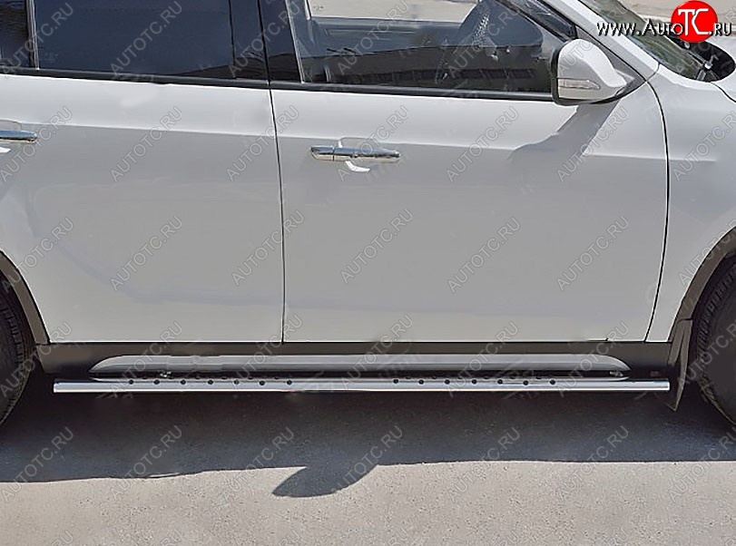 12 649 р. Защита порогов Russtal из трубы 75х42 овал с проступью Brilliance V5 (2012-2018)  с доставкой в г. Санкт‑Петербург