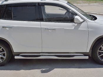 Защита порогов из трубы d76 мм с пластиковыми вставками для ног Russtal v3 Brilliance V5 (2012-2018)