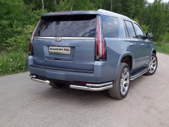 26 699 р. Защита заднего бампера (уголки двойные) ТСС 76,1/42,4 мм  Cadillac Escalade  GMTK2 джип 5 дв. (2015-2020) короткая база  с доставкой в г. Санкт‑Петербург. Увеличить фотографию 1