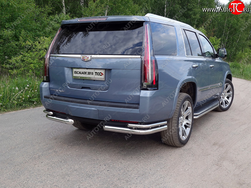 26 699 р. Защита заднего бампера (уголки двойные) ТСС 76,1/42,4 мм  Cadillac Escalade  GMTK2 джип 5 дв. (2015-2020) короткая база  с доставкой в г. Санкт‑Петербург