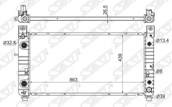 13 199 р. Радиатор двигателя SAT  Cadillac Escalade  GMT820 джип 5 дв. (2001-2006), Chevrolet Avalanche  GMT800 (2001-2006), Chevrolet Suburban (2000-2006), Chevrolet Tahoe  GMT800 (2000-2006), HUMMER H2 (2002-2009)  с доставкой в г. Санкт‑Петербург. Увеличить фотографию 1