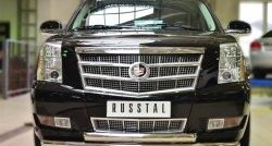 Защита переднего бампера (2 трубыØ76 мм, нержавейка) Russtal Cadillac Escalade GMT926 джип 5 дв. короткая база (2006-2014)