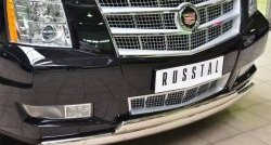 25 999 р. Защита переднего бампера (2 трубыØ75х42 мм, нержавейка) Russtal Cadillac Escalade GMT926 джип 5 дв. короткая база (2006-2014)  с доставкой в г. Санкт‑Петербург. Увеличить фотографию 2