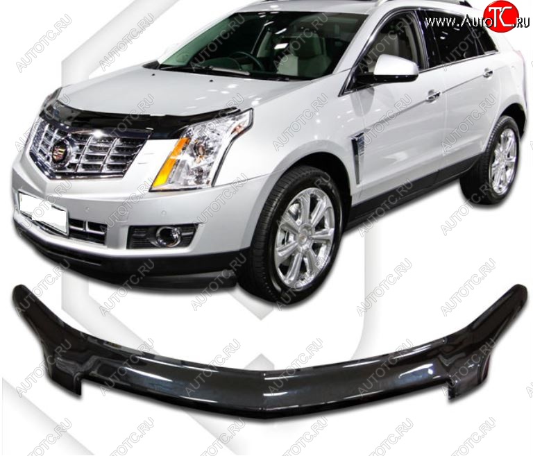 2 199 р. Дефлектор капота CA-Plastiс  Cadillac SRX (2010-2012) дорестайлинг (Classic черный, Без надписи)  с доставкой в г. Санкт‑Петербург