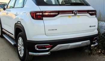 8 399 р. Защита заднего бампера Slitkoff (уголки из 1 трубы d57 мм)  Changan CS35 Plus (2018-2022) дорестайлинг (Нержавейка, Полированная)  с доставкой в г. Санкт‑Петербург. Увеличить фотографию 1