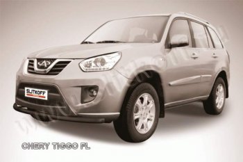 7 549 р. Защита переднего бампера из трубы d57 Slitkoff  Chery Tiggo T11 (2013-2016) рестайлинг (Цвет: серебристый)  с доставкой в г. Санкт‑Петербург. Увеличить фотографию 1