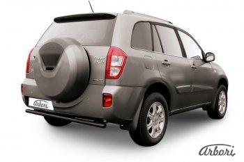 5 399 р. Защита заднего бампера Arbori (черная, 1 труба d57 mm). Chery Tiggo T11 рестайлинг (2013-2016)  с доставкой в г. Санкт‑Петербург. Увеличить фотографию 1