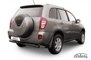 5 399 р. Защита заднего бампера Arbori (с проступью, черная, 1 труба d76 mm). Chery Tiggo T11 рестайлинг (2013-2016)  с доставкой в г. Санкт‑Петербург. Увеличить фотографию 1