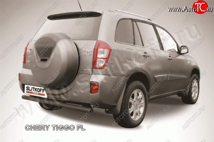 4 999 р. Защита заднего бампера из трубы d76 Slitkoff  Chery Tiggo T11 (2013-2016) рестайлинг (Цвет: серебристый)  с доставкой в г. Санкт‑Петербург